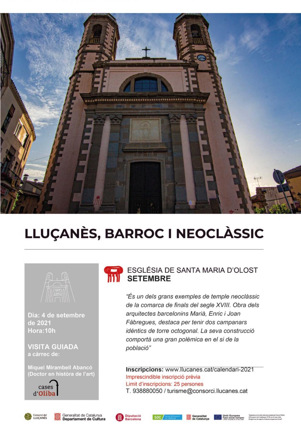 Visita guiada a l'església de Santa Maria d'Olost - 4 de setembre